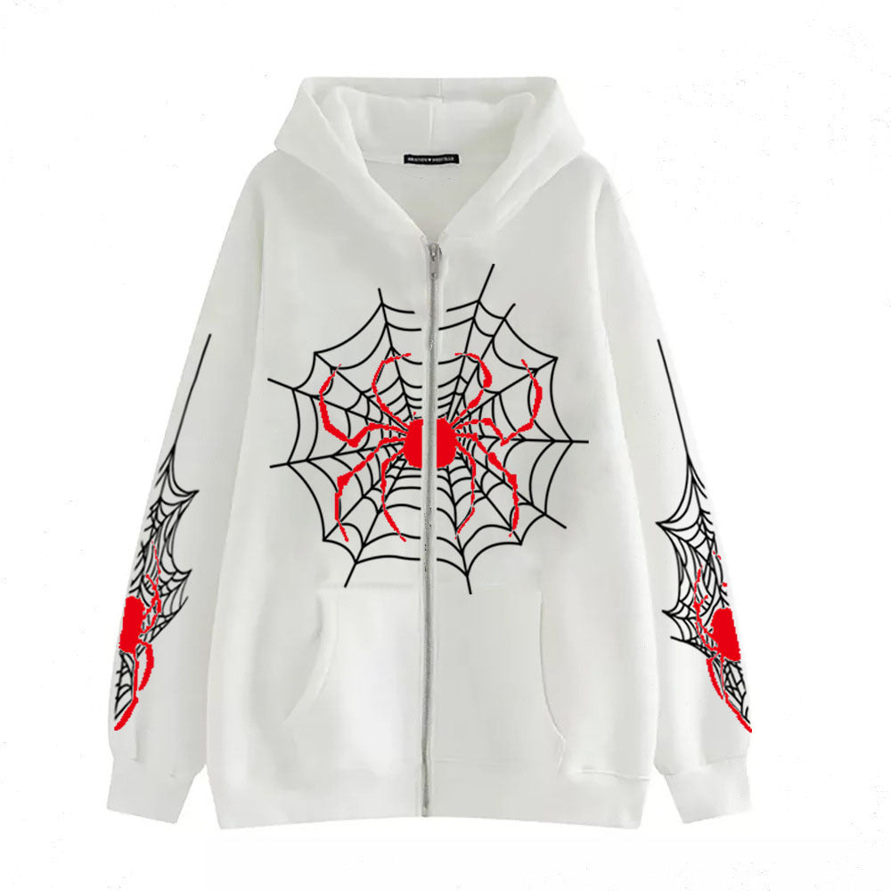 Spider Web Zipper Foreign Trade Sweater Street Fashion Hoodie