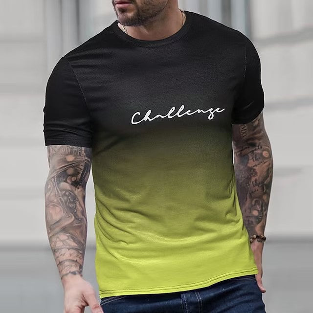 Men's Gradient 3DZ Digital Printed Short-sleeved T-shirt